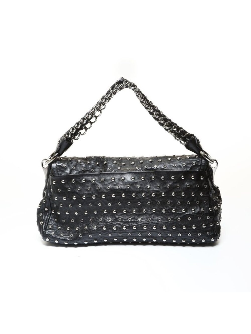 ★SOLD★ Prada Shoulder Bag Studded Chain Silver - Picture 2 of 10